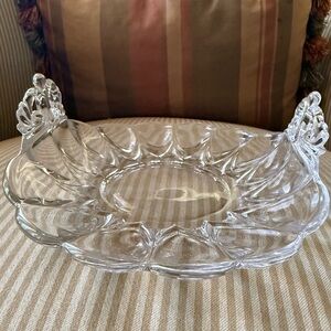Antique Martinsville Viking Clear Glass Bon Bon Folded  Candy Dish